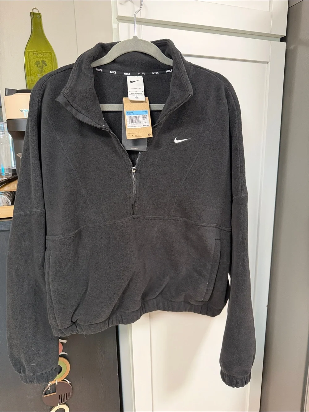 Nike Black Women's Teddy Fleece Quarter-Zip. NWT
